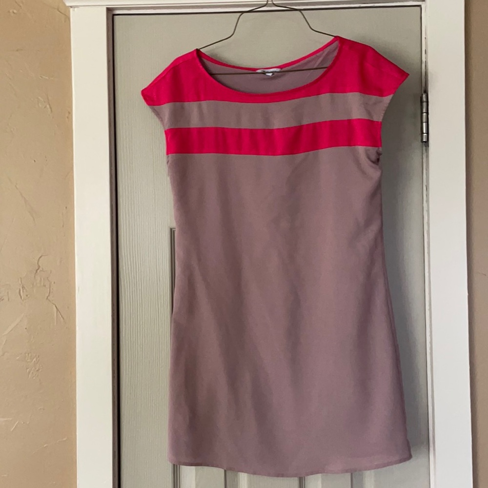 Pink and purple shift dress
